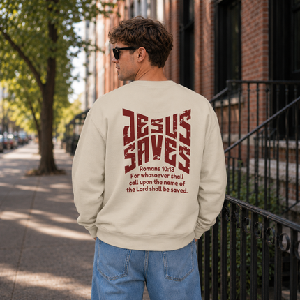 Jesus Saves Romans 10:13 Christian Witnessing Sweatshirt