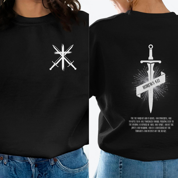 Black Graphic Tee Featuring Sword Design Product