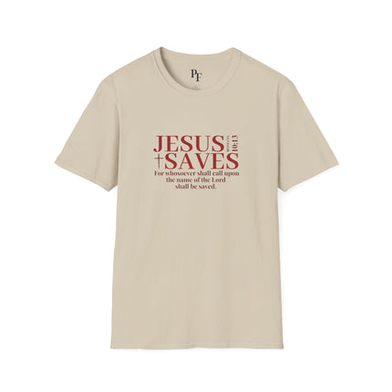 Jesus Saves Romans 10:13 T-Shirt | KJV Christian Witness Tee