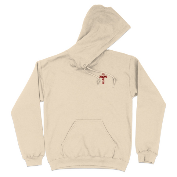 Comfort Warm Embroidered Cross Beige Hoodie