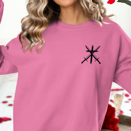 Pink Sweatshirt with Black Unique Swords Design product type