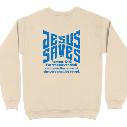 Jesus Saves Romans 10 13 Text Print Sweater product