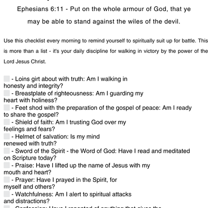 Spiritual Warfare Checklist