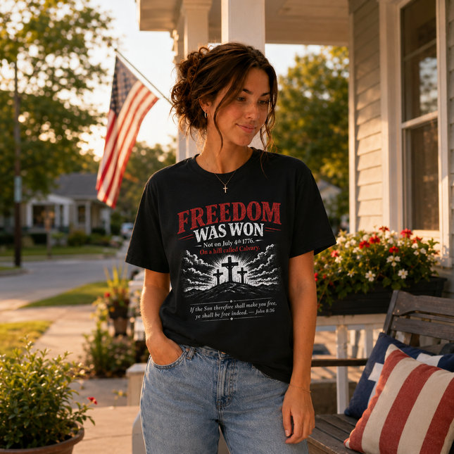 Freedom Was Won On Calvary Not 1776 Christian T-Shirt