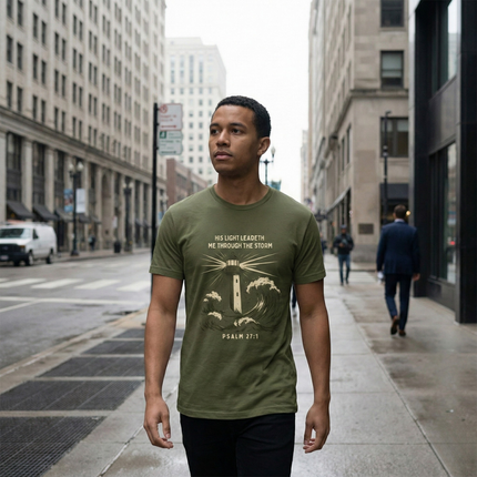His Light Leads Me Through The Storm Christian Faith T-Shirt