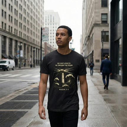 His Light Leads Me Through The Storm Christian Faith T-Shirt