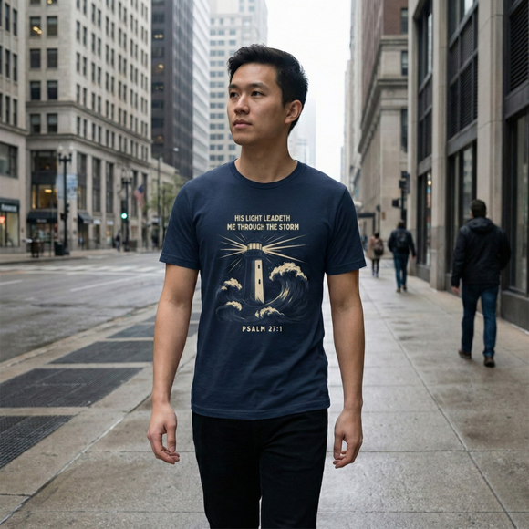 His Light Leads Me Through The Storm Christian Faith T-Shirt