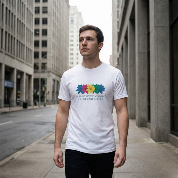 Blessed Beyond Measure Romans 5:8 Floral T-Shirt