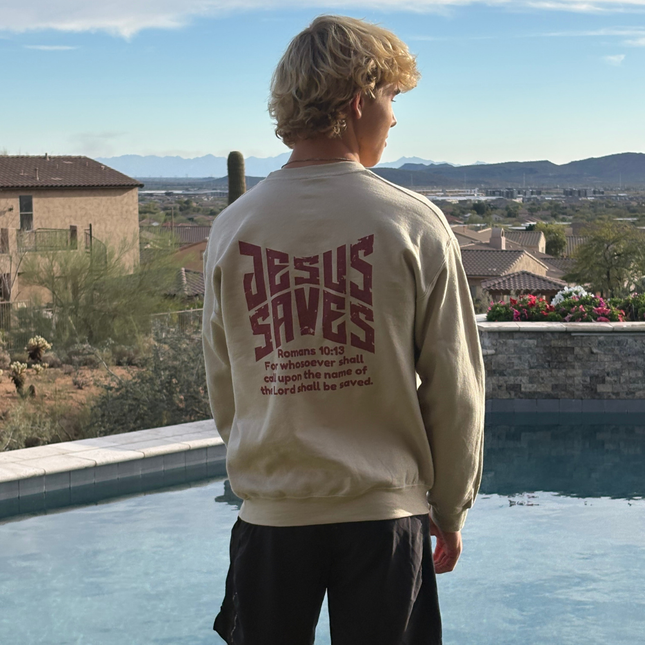 Jesus Saves Romans 10:13 Christian Sweatshirt