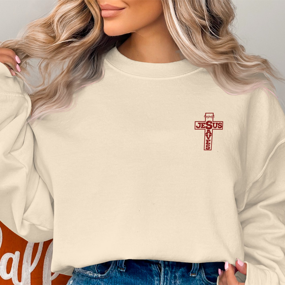 Jesus Saves Cross Graphic Print Sweatshirt product