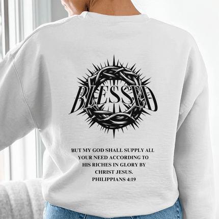 Blessed Philippians 4:19 Christian Sweatshirt - PURIFASHION Physical Item MD-105132198