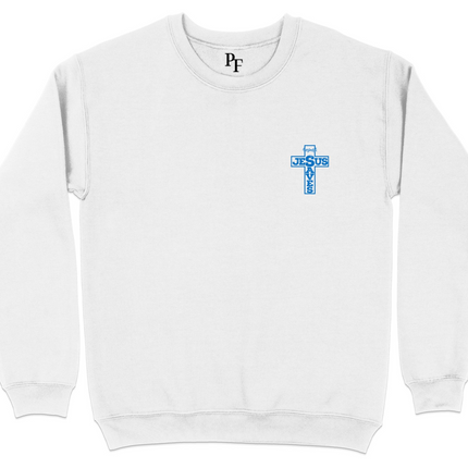 Jesus Saves Cross Design White Sweatshirt product