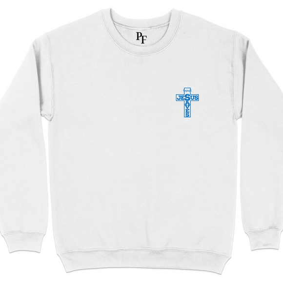 Jesus Saves Cross Design White Sweatshirt product