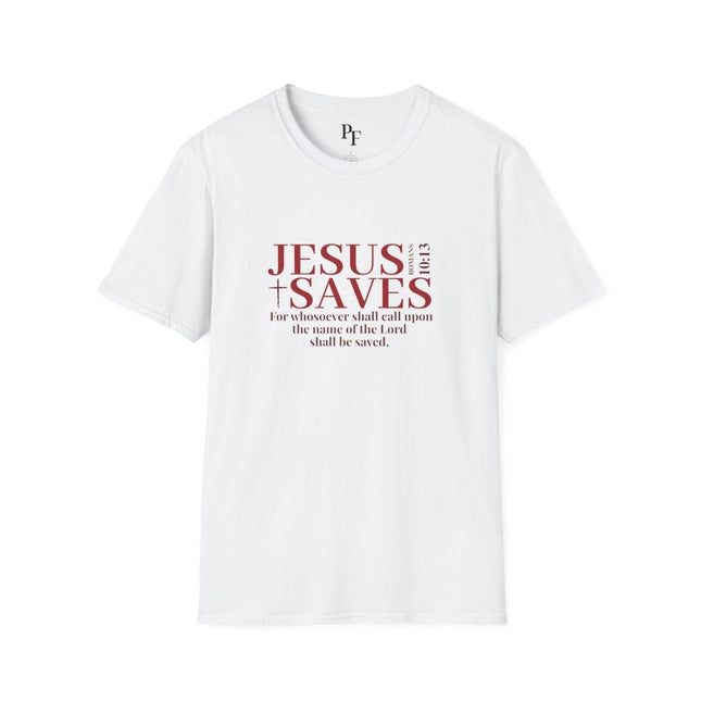 Jesus Saves Romans 10:13 T-Shirt | KJV Christian Witness Tee - PURIFASHION T-Shirt 32595842819899924653