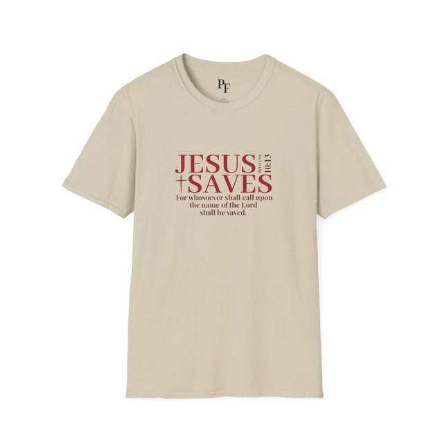 Jesus Saves Romans 10:13 T-Shirt | KJV Christian Witness Tee - PURIFASHION T-Shirt 39822016831770966668
