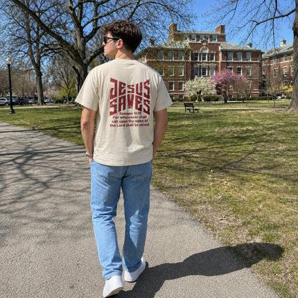 Jesus Saves T-Shirt - Romans 10:13 Christian Witnessing T-Shirt - PURIFASHION T-Shirt 46621394290677995401