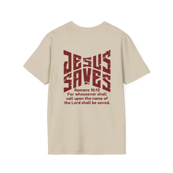 Jesus Saves T-Shirt - Romans 10:13 Christian Witnessing T-Shirt - PURIFASHION T-Shirt 46621394290677995401