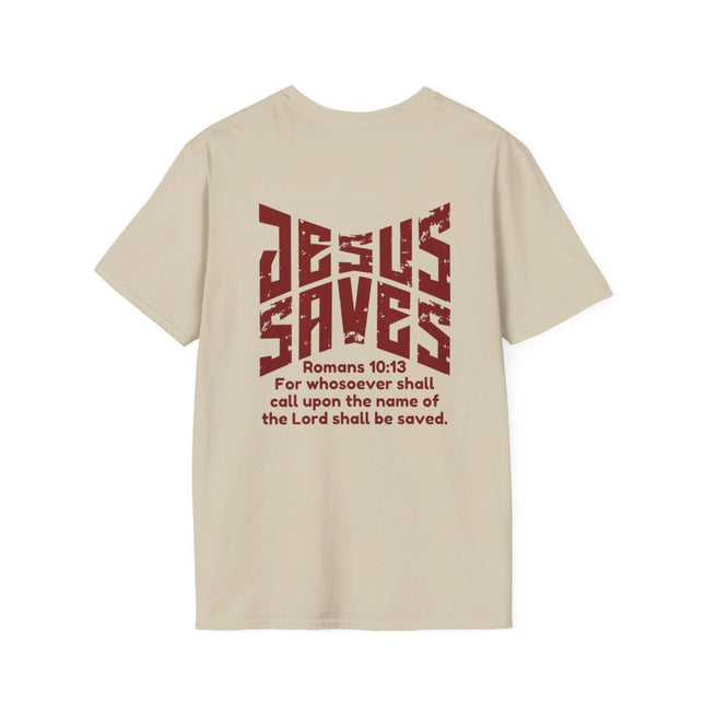 Jesus Saves T-Shirt - Romans 10:13 Christian Witnessing T-Shirt - PURIFASHION T-Shirt 46621394290677995401