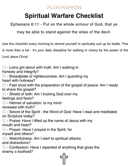 Spiritual Warfare Checklist - PURIFASHION Printible 