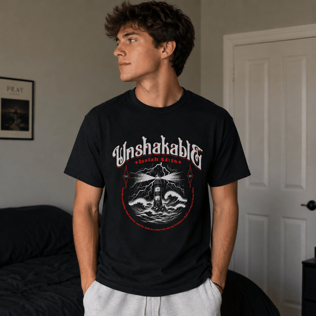 Unshakable Tee - Isaiah 54:10 Christian T-Shirt - PURIFASHION T-Shirt 97160088138342467931